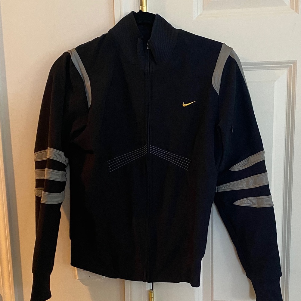 Nike Black Jacket with Gray and Gold Details